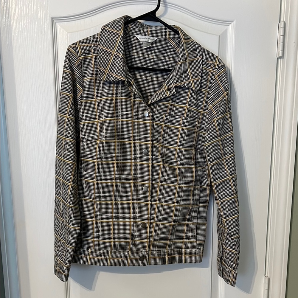 Christopher & Banks Black and White Blazer Classic Plaid